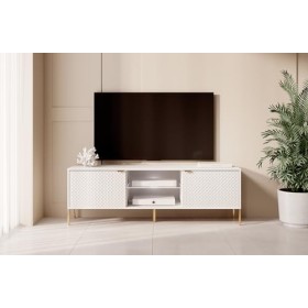 Selsey Meuble TV, Bois dingénierie, Blanc, 160 cm Longueur