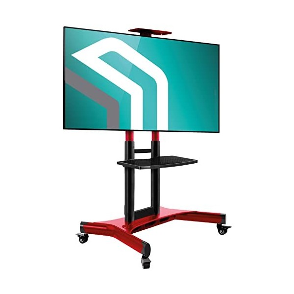 ONKRON TS1551 Support sur Pied Mobile pour des TV, Pied de télé sur Roulette pour écrans de 40 à 70 Pouces Rouge
