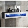 MB Muebles Bonitos | Meuble TV Suspendu 1 Porte | Meuble TV de Salon avec LED | 160 x 30 x 29cm | Noir et Blanc Finition Bril