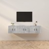 Canditree Ensemble Meubles TV Suspendu, Meuble TV Mural avec Rangement Banc TV 171 cm pour Salon Gris béton 