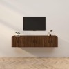 Canditree Ensemble Meubles TV Suspendu, Meuble TV Mural avec Rangement Banc TV 171 cm pour Salon Gris béton 