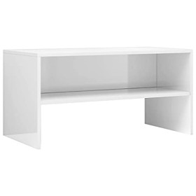 Meuble TV Blanc Brillant 80 x 40 x 40 cm Aggloméré - Meuble TV, Armoire Basse Centre, Support Télé pour Salon Chambre,