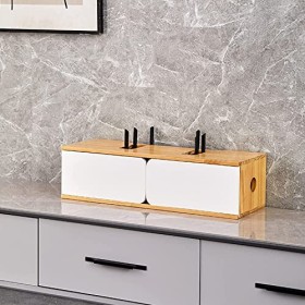 XIBANY Meuble TV Mural 60/80Cm Set-Top Box Étagère WiFi Router Box, Meuble TV Mural, Étagère TV Flottante Meuble de Rangement