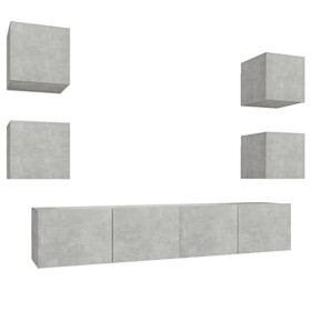 Générique Ensemble de Meubles TV 6 pcs Gris béton Bois dingénierie,51.5 KG,3114257, Meubles, Meubles TV