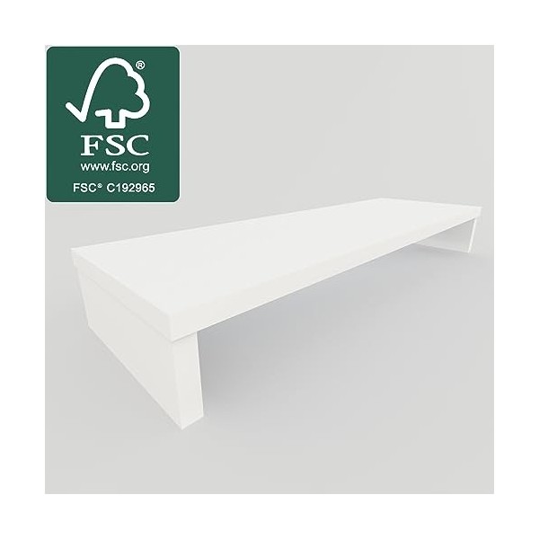 Henor Support élévateur TV en Bois FSC® 110 x 35 x 15 cm Blanc. Supporte 60 kg.