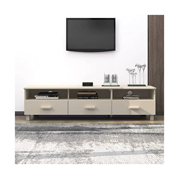 GuyAna Meuble TV HAMAR Marron Miel 158x40x40 cm Bois Massif de pin,Meuble TV,Table Basse Salon Meuble TV,Table Basse LED Coul