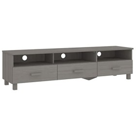 GuyAna Meuble TV HAMAR Gris Clair 158x40x40 cm Bois Massif de pin,Meuble TV,Table Basse Salon Meuble TV,Table Basse LED Coule