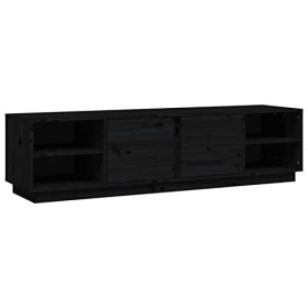 Camerina Meuble TV Noir 156x40x40 cm Bois de pin Massif,Meuble TV,Table Basse Salon Meuble TV,Table Basse LED Couleurs