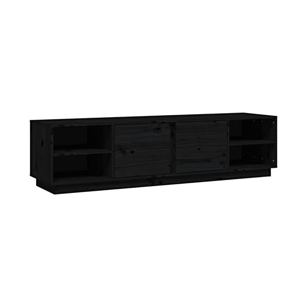 Camerina Meuble TV Noir 156x40x40 cm Bois de pin Massif,Meuble TV,Table Basse Salon Meuble TV,Table Basse LED Couleurs