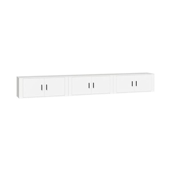 LAPOOH Meubles TV muraux 3 pcs Blanc 100x34,5x40 cm,Meuble Haut Salon,Meuble dangle TV,Meuble TV Étagère