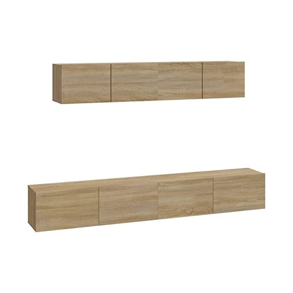 Ensemble de Meubles TV 4 pcs Chêne Sonoma Bois dingénierie - Armoire Basse Centre de Divertissement Meuble Stéréo Salon Sall