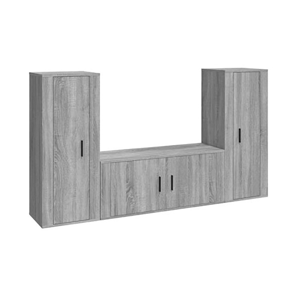 ZEYUAN Ensemble de Meubles TV 3 pcs Sonoma Gris Bois dingénierie,Meuble TV,Ensemble Meuble TV,Table TV