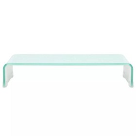 ROMELAREU Meuble TV/de Moniteur 60 x 25 x 11 cm Verre Blanc Meubles Meubles Audio/vidéo et pour Home cinéma