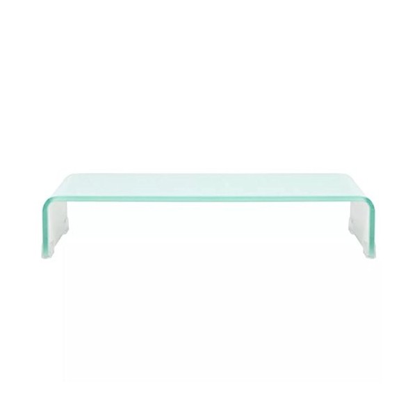 ROMELAREU Meuble TV/de Moniteur 60 x 25 x 11 cm Verre Blanc Meubles Meubles Audio/vidéo et pour Home cinéma