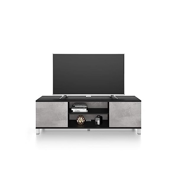 MOBILI FIVER, Meuble TV Rachele, Frêne Noir - Bois Rustique, Made in Italy