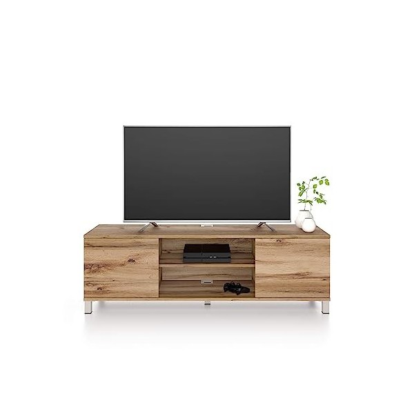 MOBILI FIVER, Meuble TV Rachele, Frêne Noir - Bois Rustique, Made in Italy