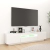 Hovothy Meuble TV avec Lumières LED RVB Blanc Brillant 180x35x40 cm Aggloméré Décoration Salon Armoire Multimédia Rangement A