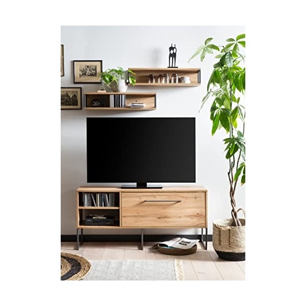 Schildmeyer Limmo Meuble TV Bas 148911, Matériau en Bois, Chêne Style Maison de Campagne, 130 cm Breite