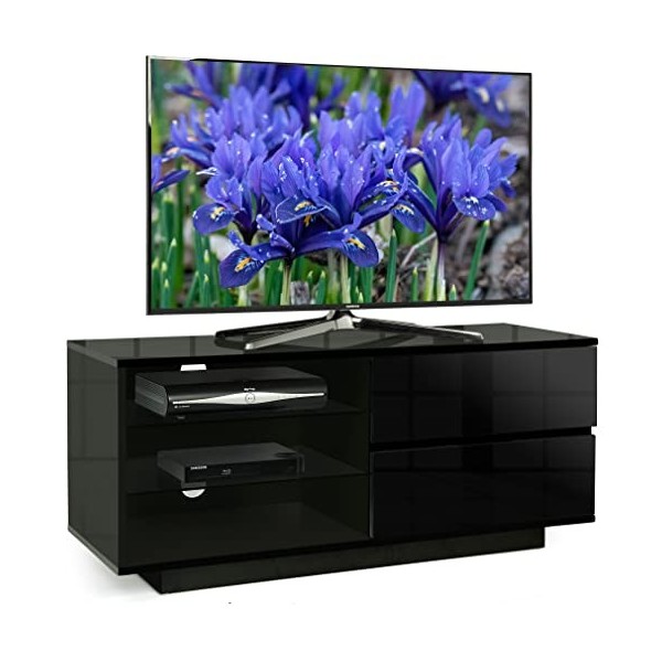 Centurion Gallus Gloss Black avec 2-Noir Tiroirs et 3 tablettes 26 "-55" LED/LCD/Plasma Cabinet Meuble TV