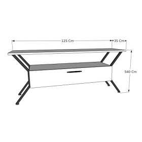 Meuble TV Orinoco Design 100 % Panneau de particules plaqué mélaminé en couleur Ivoire Noir