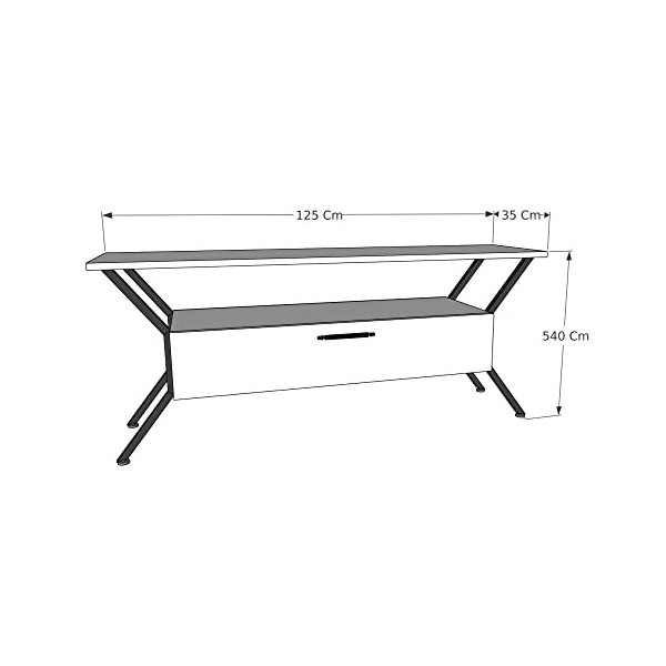 Meuble TV Orinoco Design 100 % Panneau de particules plaqué mélaminé en couleur Ivoire Noir