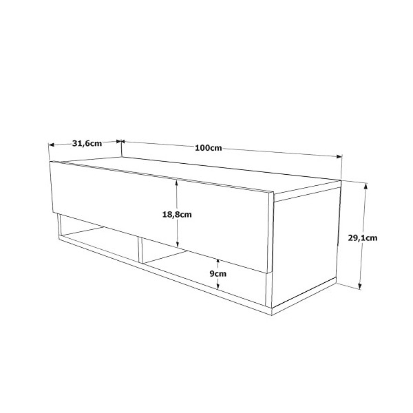 Meuble TV Tajo Design 100 % Panneau de particules plaqué mélaminé en couleur Athlantic Pino