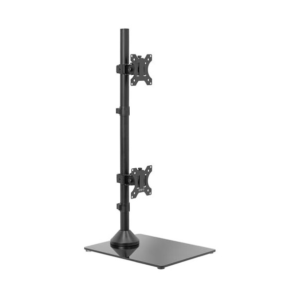 VIVO STAND-V002LG Support de bureau pour double écran avec base en verre trempé, support LCD autoportant, tient en position v