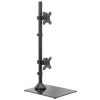 VIVO STAND-V002LG Support de bureau pour double écran avec base en verre trempé, support LCD autoportant, tient en position v