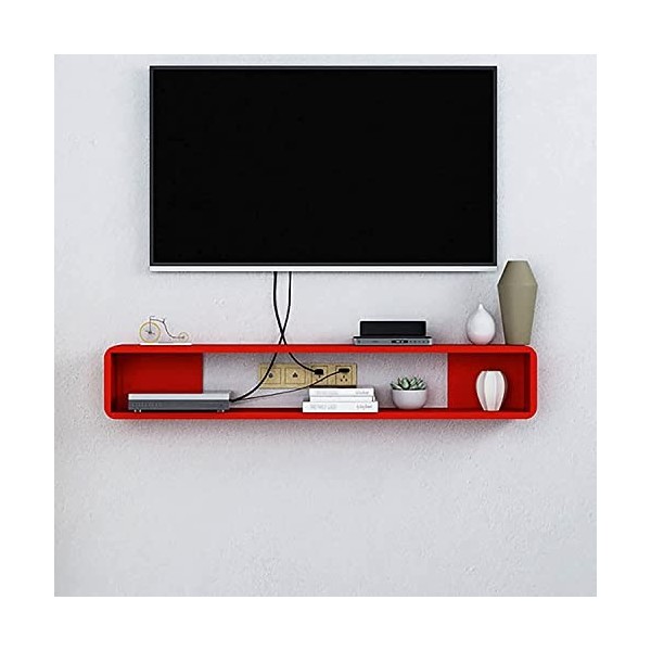 LILUKO Meuble TV Flottant, Meuble TV, Console Média TV Murale Media Center pour Salon Chambre/Noir/100Cm/Rouge/100Cm