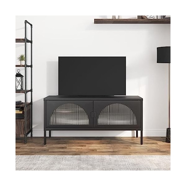 VEEKI Meuble TV, Meuble TV Suspendu, Meuble, Meuble TV avec Rangement，Meuble Industriel, Convient pour Salon ou Chambre, Noir