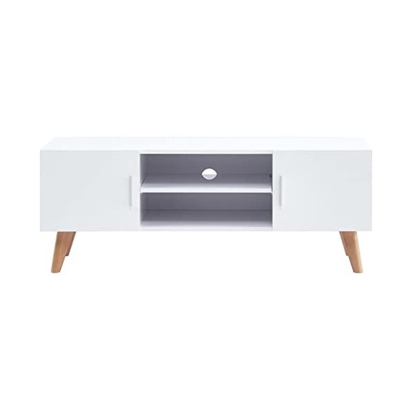 VEEKI Meuble TV, Meuble TV Suspendu, Meuble, Meuble TV avec Rangement，Meuble Industriel, Convient pour Salon ou Chambre, Blan