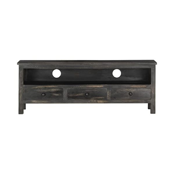 Meuble TV Noir 120x30x45 cm Bois Solide de manguier - Meuble télé, Meuble TV Industriel, Meuble Chambre, Convient pour Salon 