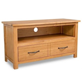 Meuble TV 90x35x48 cm Bois de chêne Massif - Meuble TV, Armoire Basse Centre, Support Télé pour Salon Chambre,
