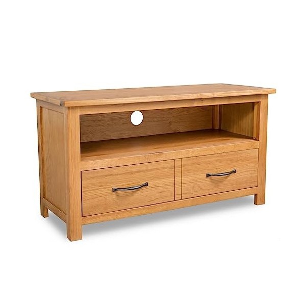 Meuble TV 90x35x48 cm Bois de chêne Massif - Meuble TV, Armoire Basse Centre, Support Télé pour Salon Chambre,