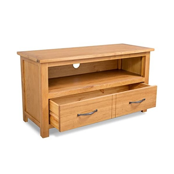 Meuble TV 90x35x48 cm Bois de chêne Massif - Meuble TV, Armoire Basse Centre, Support Télé pour Salon Chambre,