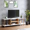 [en.casa] Meuble TV de Salon Support Banc Télé avec Espaces de Rangement Panneau de Particules Bois de Hêtre 43 x 120 x 29 cm