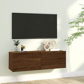 FIRBNUS Meuble TV Mural Chêne Marron 100x30x30 cm Bois dingénierie Meuble HiFi Design Elégant Meuble de Télévision Grand Esp