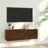 FIRBNUS Meuble TV Mural Chêne Marron 100x30x30 cm Bois dingénierie Meuble HiFi Design Elégant Meuble de Télévision Grand Esp
