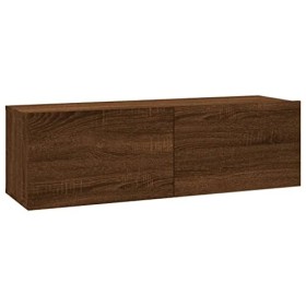 FIRBNUS Meuble TV Mural Chêne Marron 100x30x30 cm Bois dingénierie Meuble HiFi Design Elégant Meuble de Télévision Grand Esp