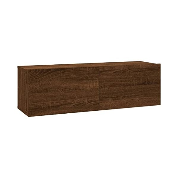 FIRBNUS Meuble TV Mural Chêne Marron 100x30x30 cm Bois dingénierie Meuble HiFi Design Elégant Meuble de Télévision Grand Esp