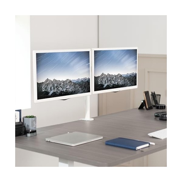 VIVO STAND-V002W Support de Bureau pour écran LCD LED de 13 à 27" avec Pince en C et œillet boulonné, Bras entièrement réglab