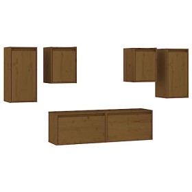 Générique Meubles TV 6 pcs Marron Miel Bois Massif de pin,32.75 KG,3100242, Meubles, Meubles TV