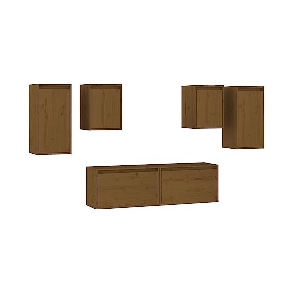 Générique Meubles TV 6 pcs Marron Miel Bois Massif de pin,32.75 KG,3100242, Meubles, Meubles TV