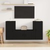 Ensemble de Meubles TV 3 pcs Noir Bois dingénierie - Meuble TV de Salon Banc Télé Industriel, Support Rangement Console Jeux