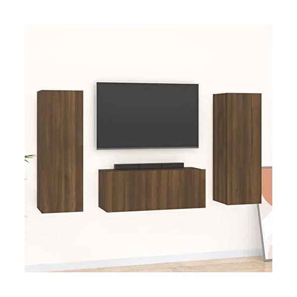 Camerina Ensemble de Meubles TV 3 pcs Chêne Marron Bois dingénierie,Meuble TV,Table Basse Salon Meuble TV,Table Basse LED Co