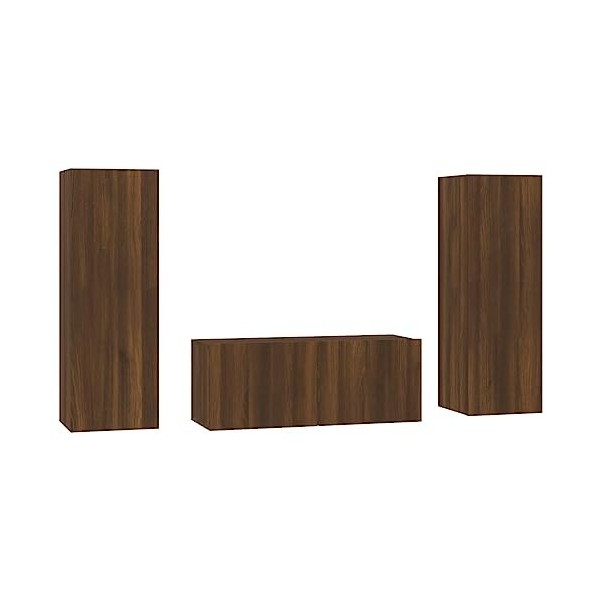 Camerina Ensemble de Meubles TV 3 pcs Chêne Marron Bois dingénierie,Meuble TV,Table Basse Salon Meuble TV,Table Basse LED Co