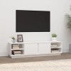 Annlera Meuble TV Blanc 156x40x40 cm Bois de Pin Massif Classique Banc TV Dessus de Meuble Robuste Placer Stéréo Objets Décor