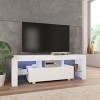 Maxspace TV Meuble, Meuble Tele, Meuble TV Chambre, Meuble TV IindustrielMeuble TV avec lumière LED Blanc Brillant 130 x 35 x