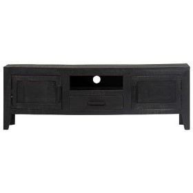 Camerina Meuble TV Noir 118 x 30 x 40 cm Bois de manguier Massif,Meuble TV Longueur,Meuble Bas Salon,Meubles De Salon TV