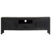 Camerina Meuble TV Noir 118 x 30 x 40 cm Bois de manguier Massif,Meuble TV Longueur,Meuble Bas Salon,Meubles De Salon TV